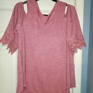 Off the shoulder pink shirt